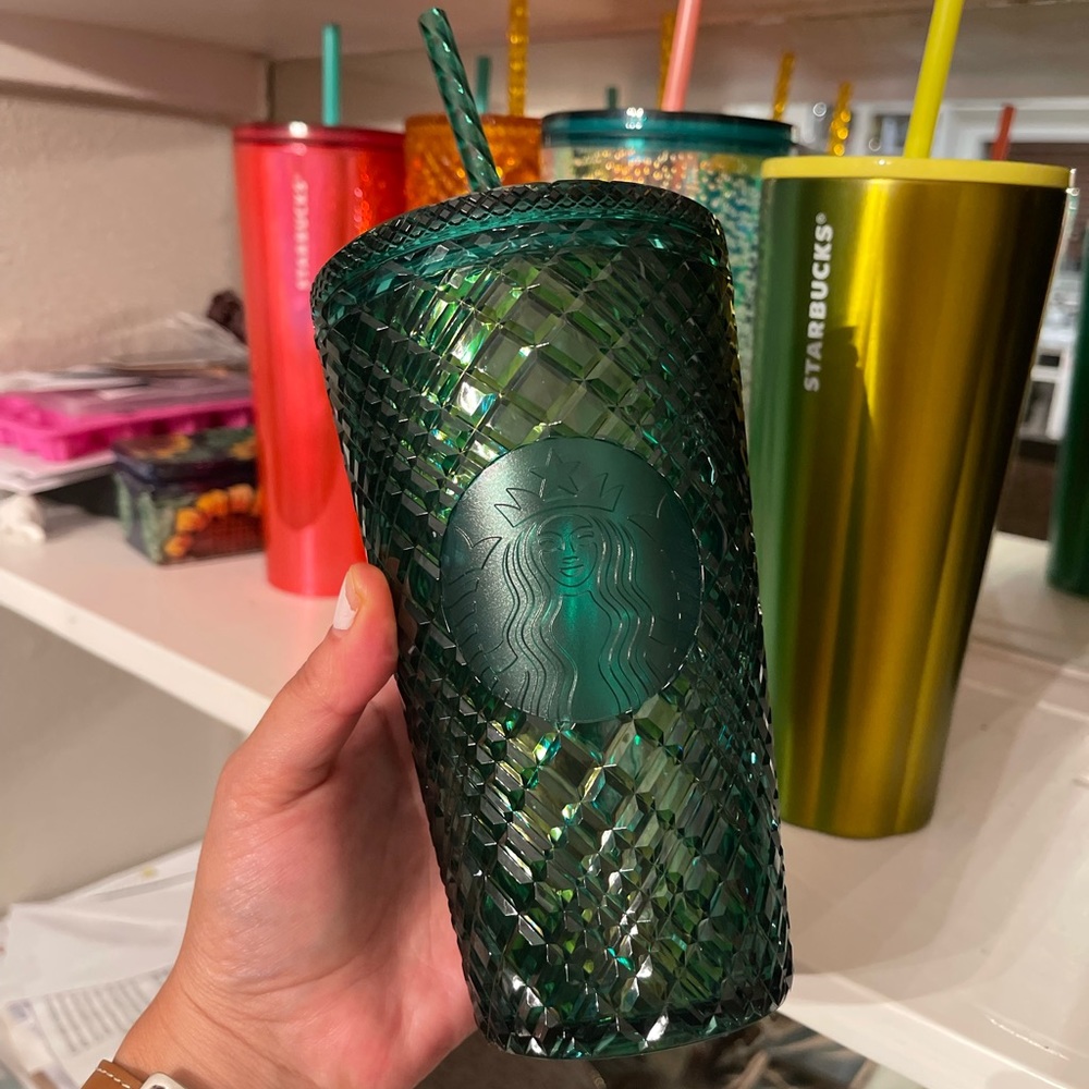 Green Jeweled Starbucks Tumbler